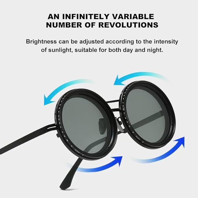 1-9 Gears Adjustable Tint Sunglasses for Men Fishing Sunglasses for Men Uv400 Round Polarized Sunglasses