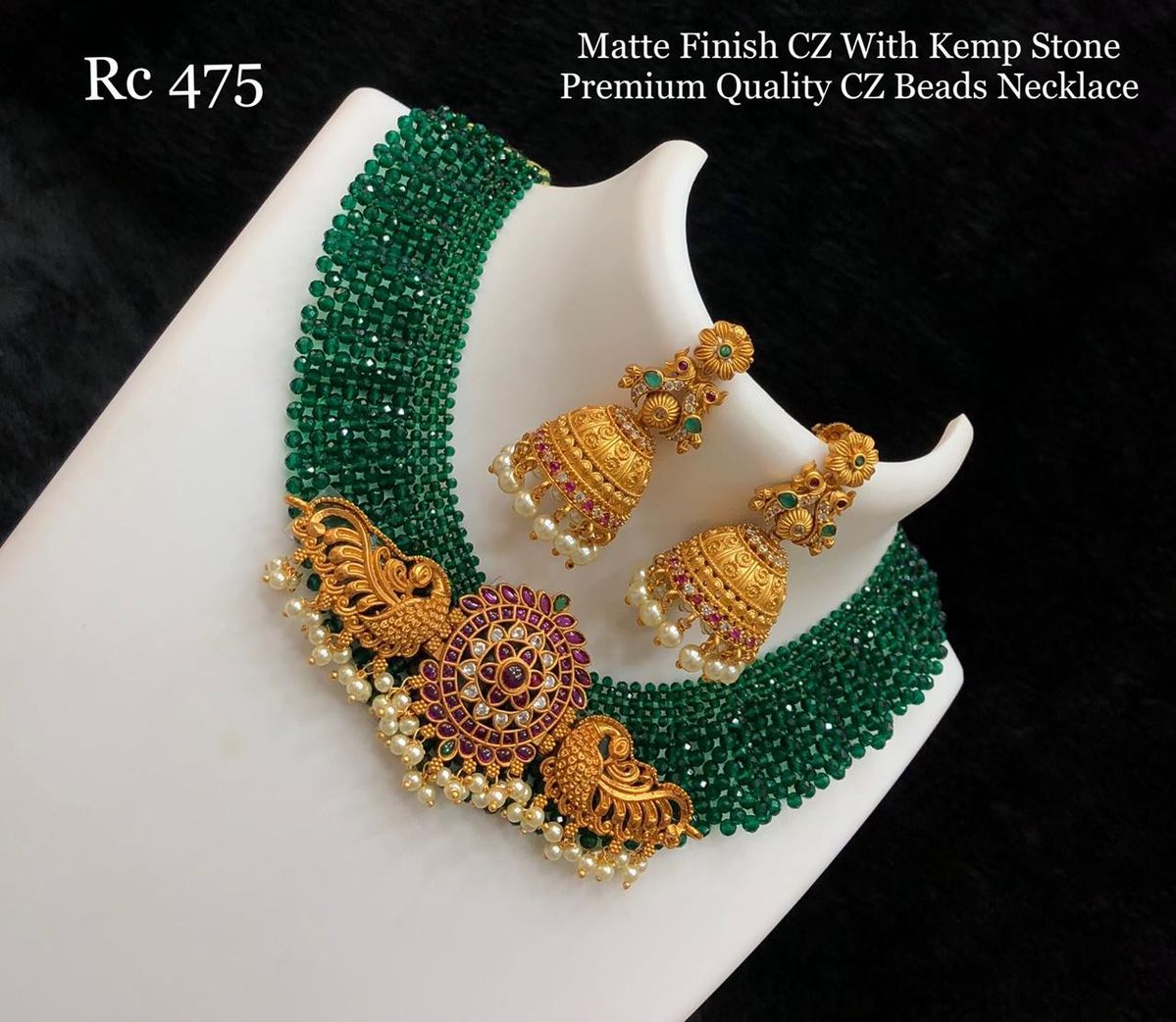 CZ With Kemp Stone Necklace Set