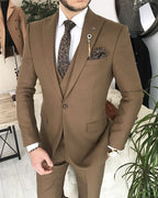 ITALIAN FIT MEN'S BROWN SUIT BY ITALIAN VEGAÂ® (3-Piece)