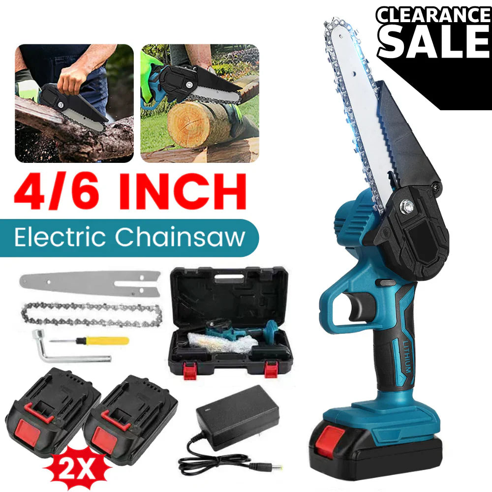 4"/6" Cordless Wood Cutter Chainsaw with 2x Power Batteries
