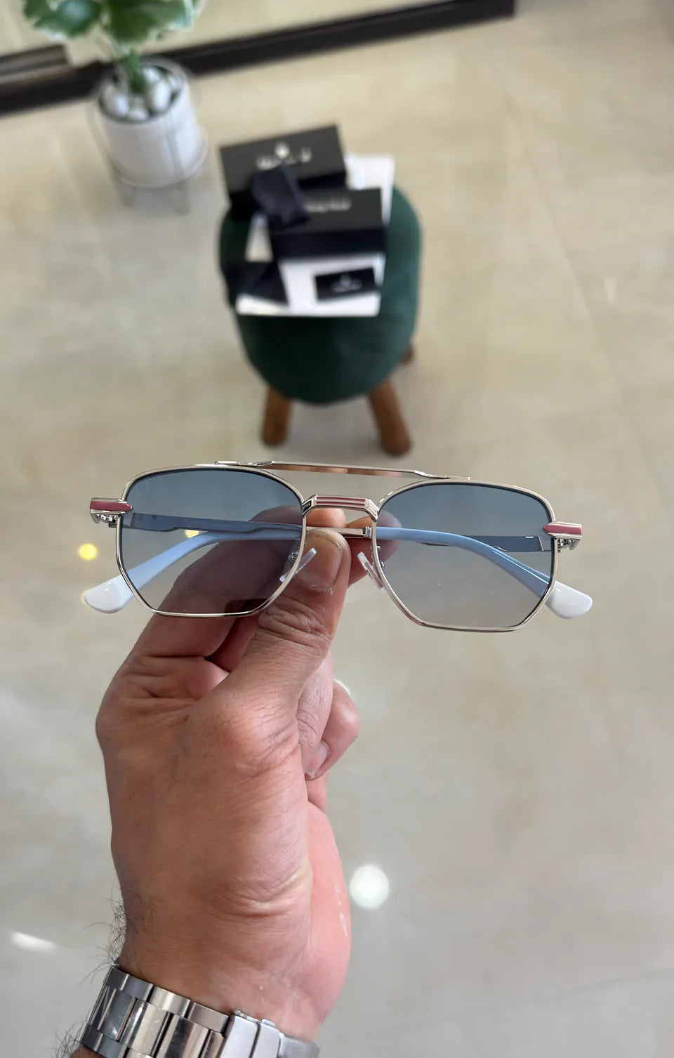 AK Sunglasses Silver Pink+blue Candy