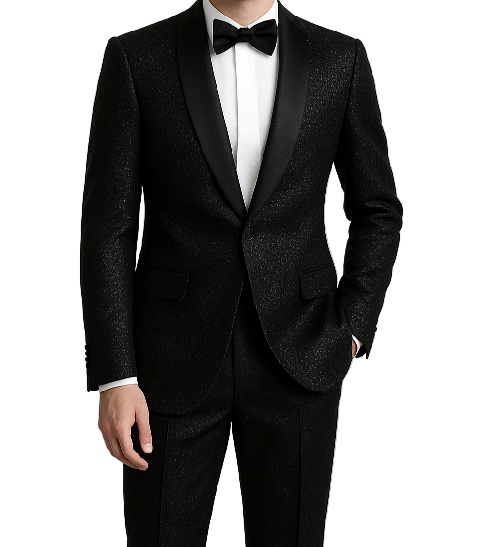 Luxury Black Glitter Tuxedo Set