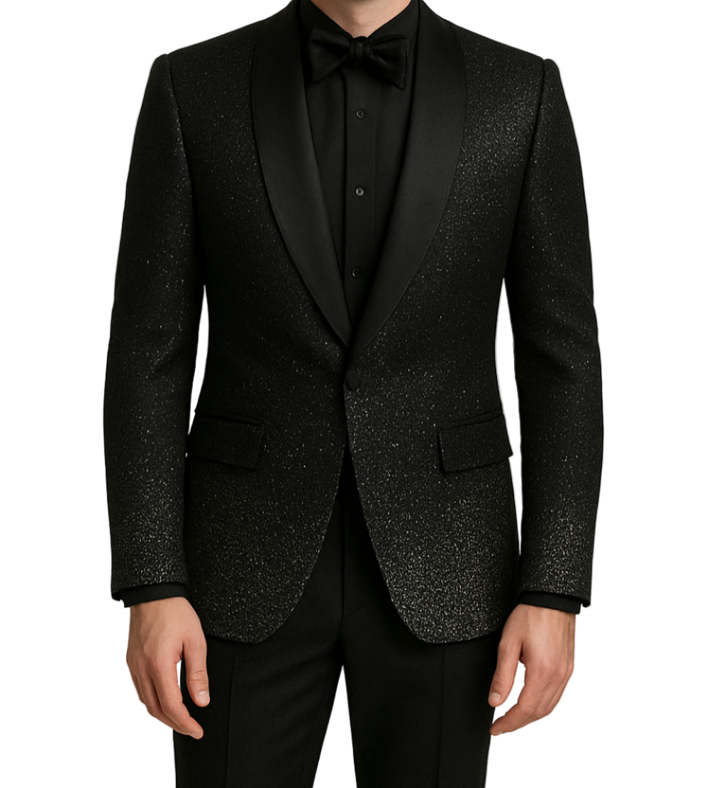 Luxury Black Glitter Tuxedo Set
