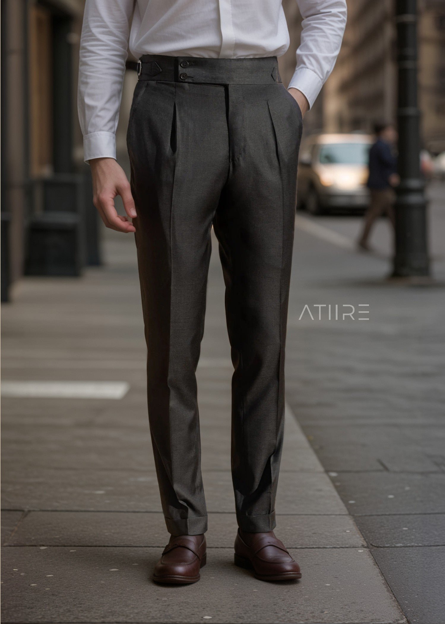 BLACK SIGNATURE BUTTONED GURKHA PANTS - Image 4