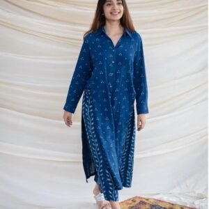 New Printed Kurta Pant Set Blue
