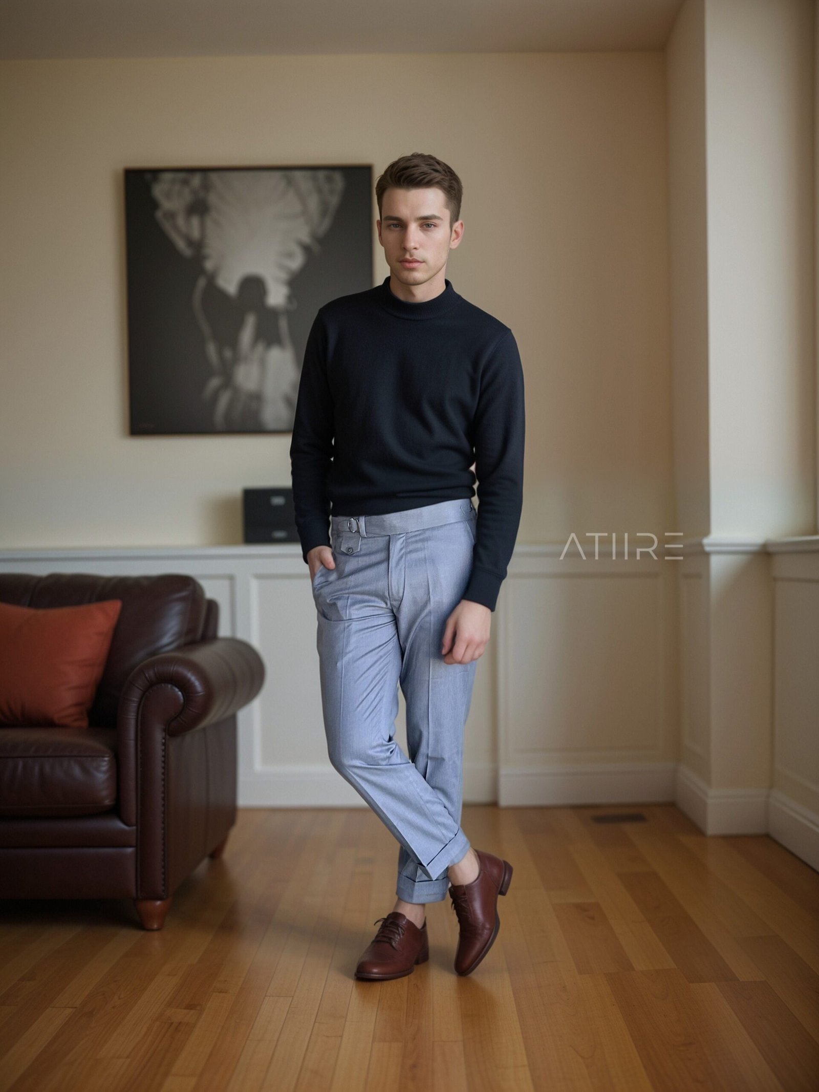 ASH GREY SINGLE PLEATED BUCKLE GURKHA PANTS - Image 5