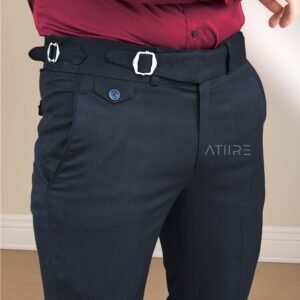 BLACK SINGLE PLEATED BUCKLE GURKHA PANTS