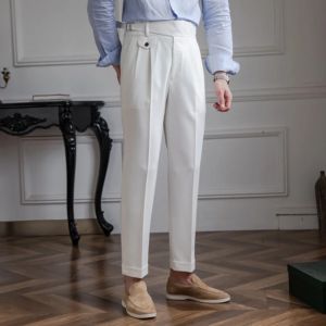 WHITE CLASSIC SIDE BUCKLE GURKHA PANTS