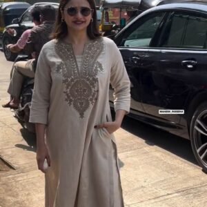 Beige Embroidered kurta set