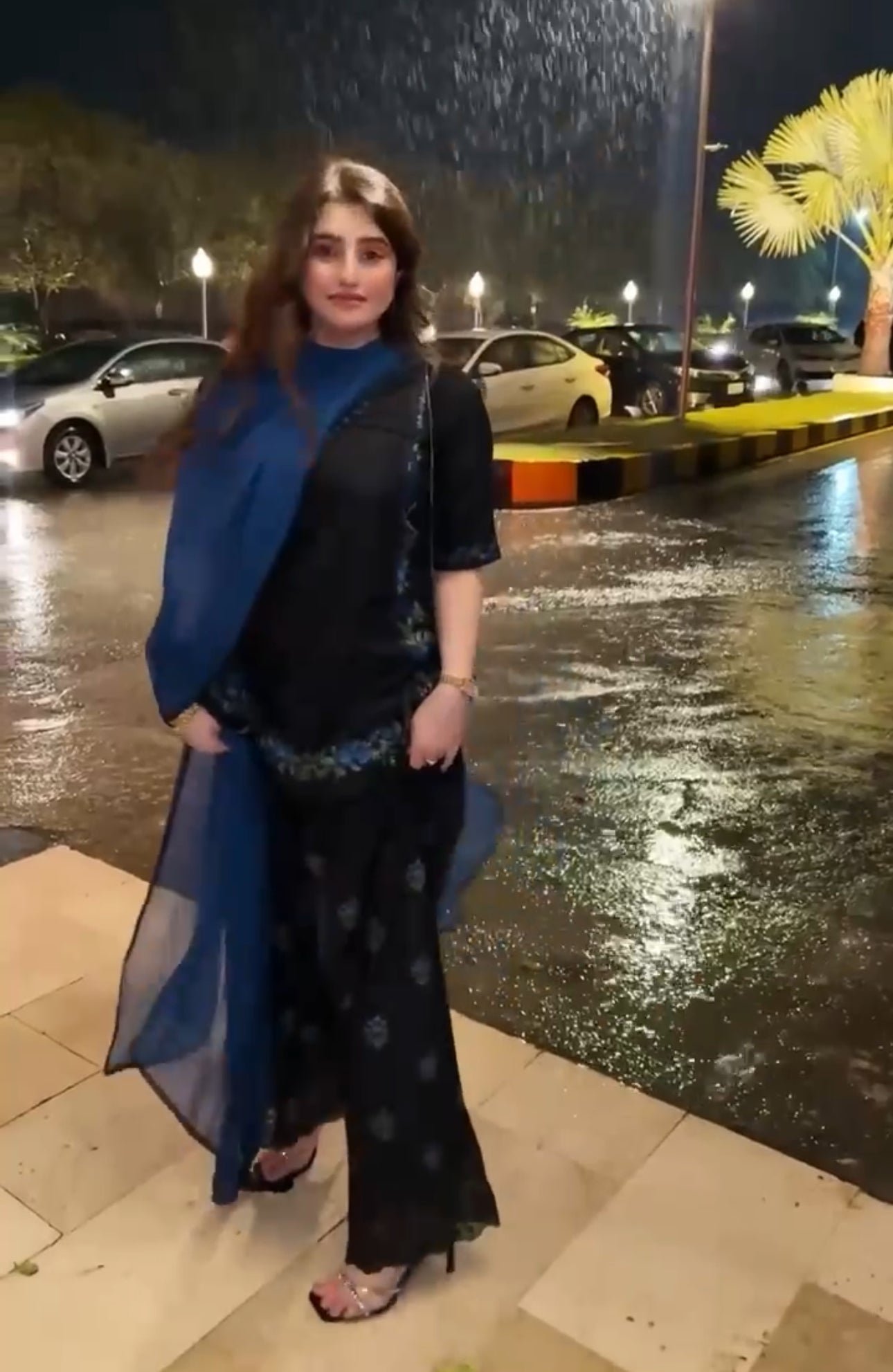 Classic black blue duppta suit
